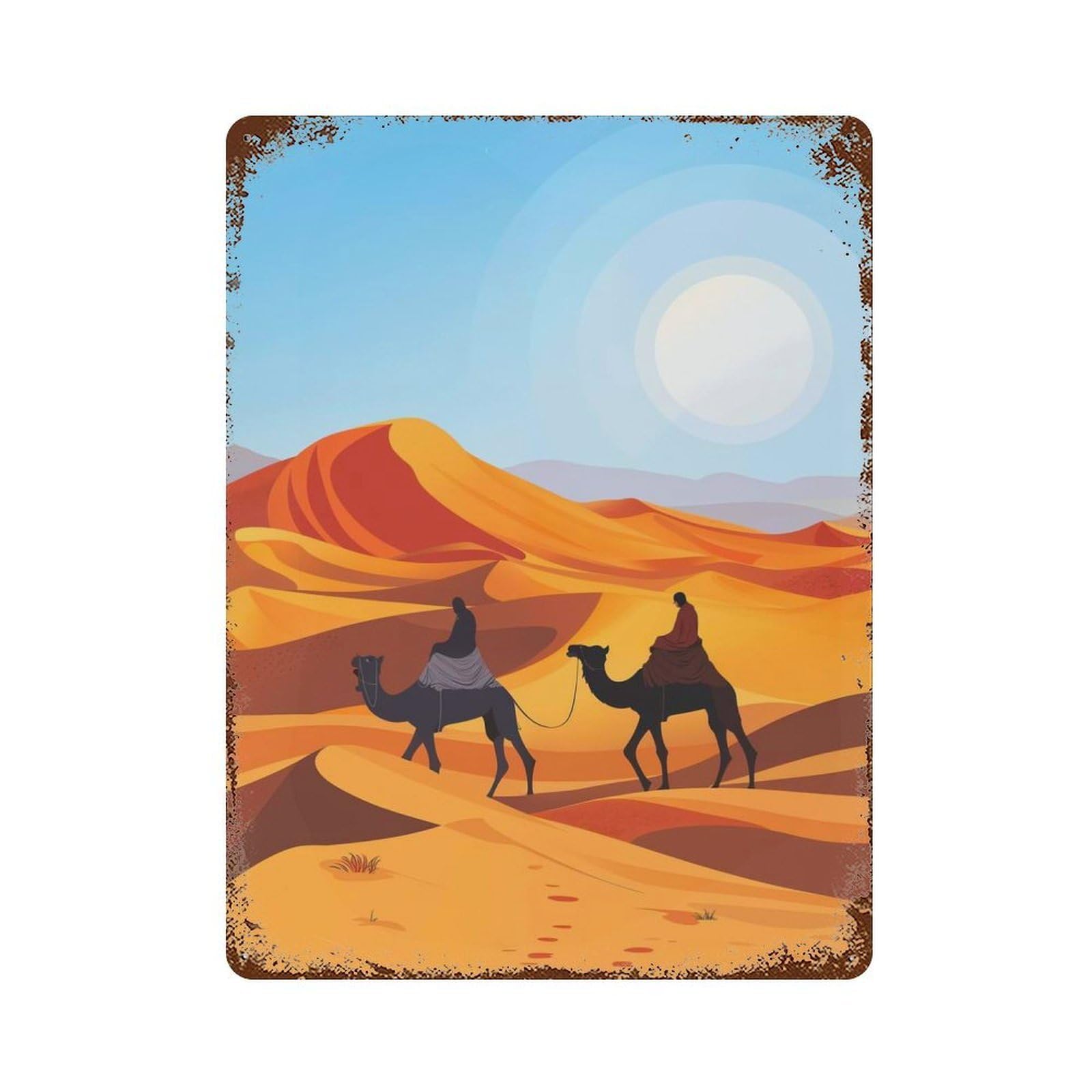 Garage Style Sahara Desert Vintage Metal Tin Sign 15.7"x11.8", Rustic Home Decor for Bar And Workshop