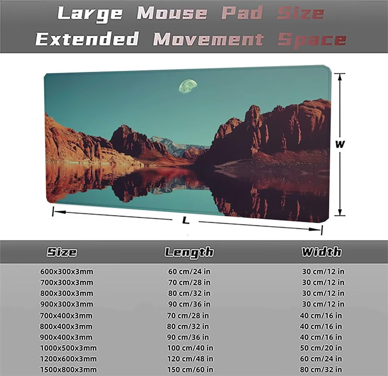 Tappetino per Mouse Gaming XXL 1200x600x3mm– Ufficio Mousepad Grande – Migliora la Velocità e la Precisione Tenuta Stabile Sottomano per Ufficio e Casa Accessori Scrivania Paesaggio PjY17119 N-U