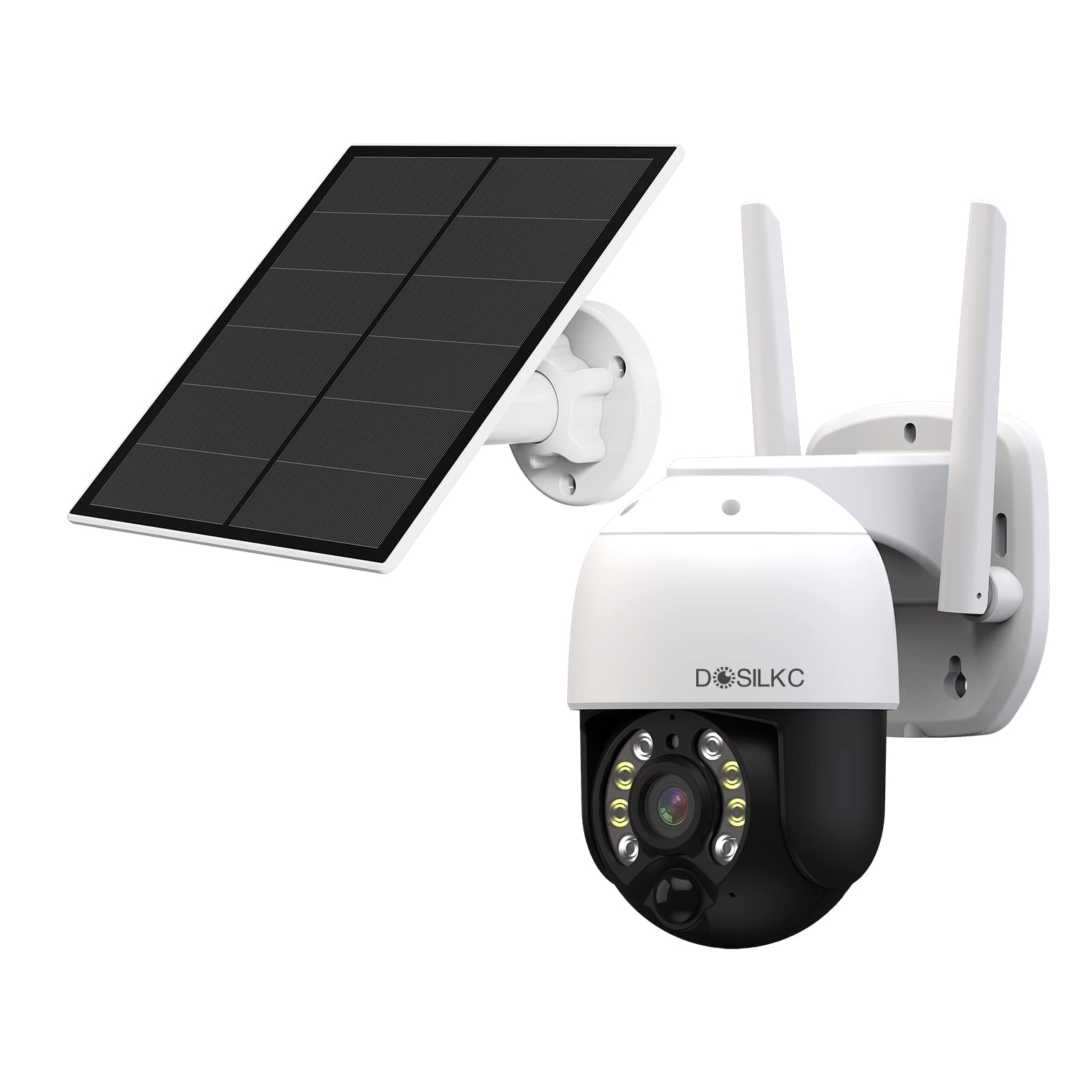 Solar Security Cameras Wireless Outdoor, 3MP Battery Powered WiFi Camera for Home Security, 360°PTZ Surveillance Camera with Solar Panel, Color Night Vision, 2 Way Audio, Motion Detection, IP66, Alexa