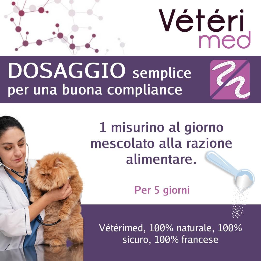 Vermifuge Chats Antiparasitaire Interne - Poudre Vermifuge pour Chats - Hygiène Intestinale Fabriqué en France (Chat, Poudre 30g) - Version Italienne