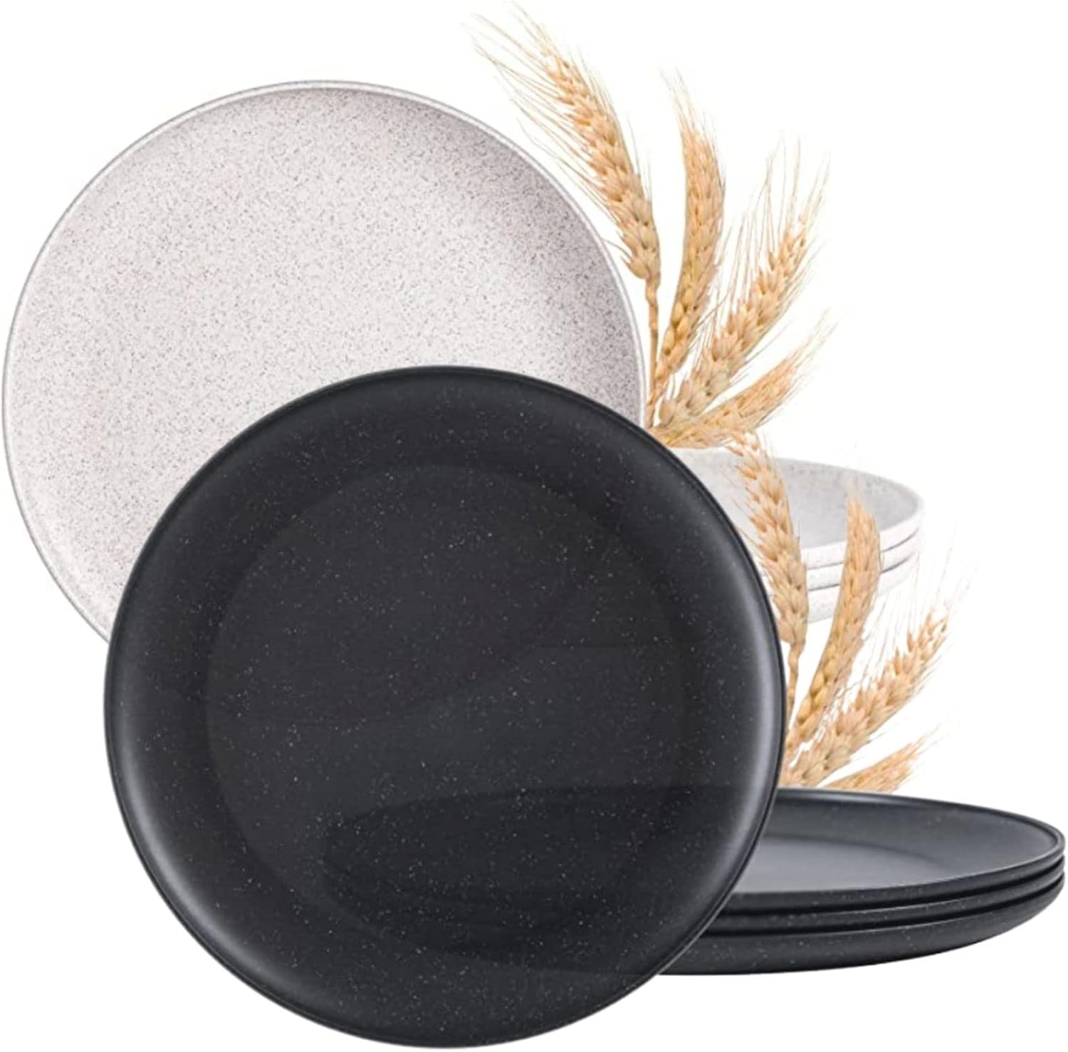 MISS BIG Dinner Plates, 10 inches Party Plates Set of 4,Lightweight Wheat Straw