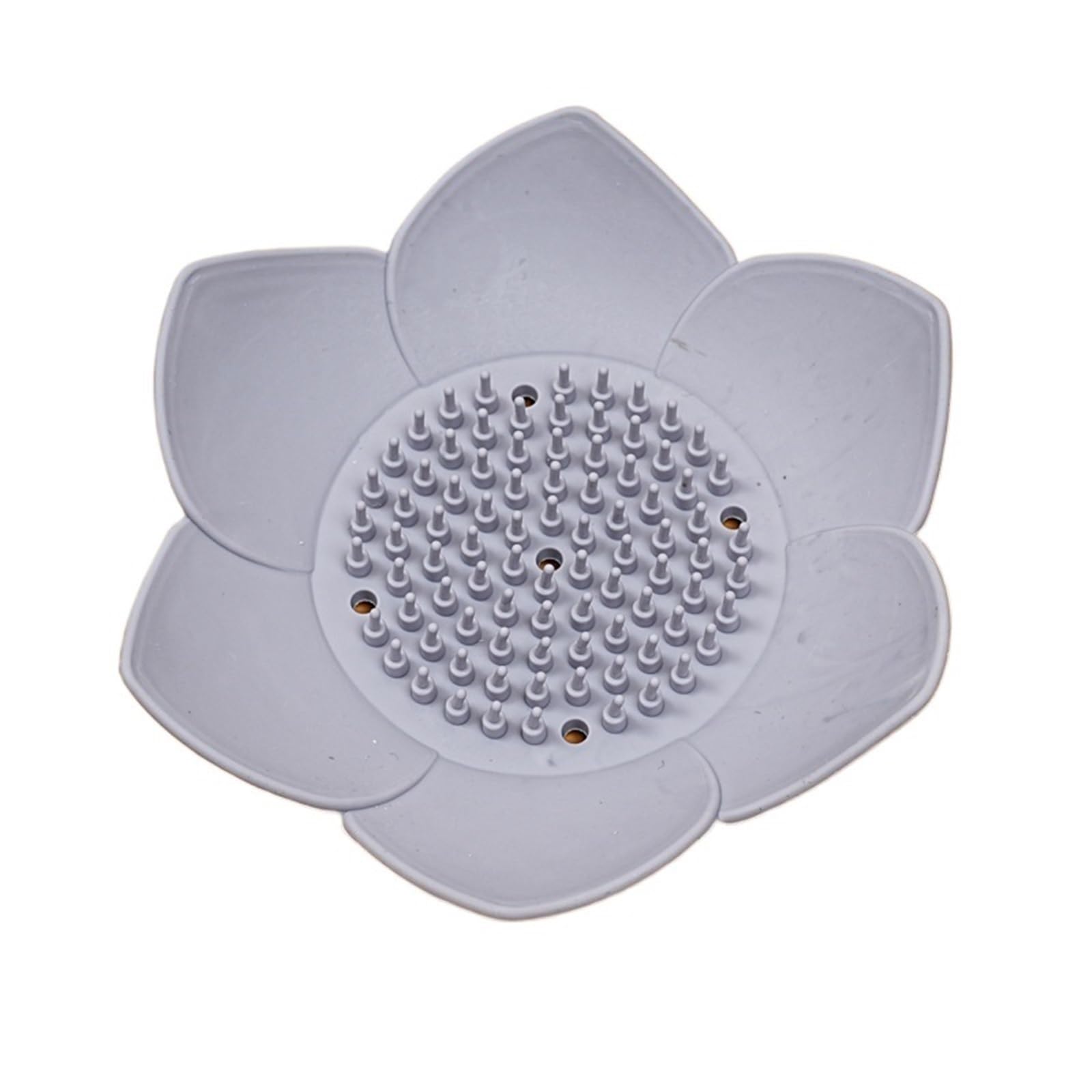 3pcs Lotus Shape Non-slip Silicone Soap Dish - Elegant Draining Soap Box for Bathroom Accessories(Grey)