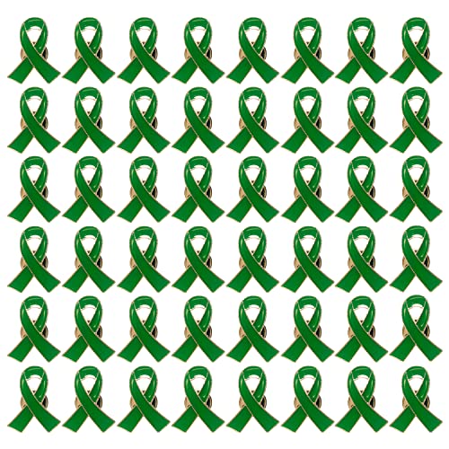 Mental Health Awareness Pin 50 Pcs Green Ribbon Pins Liver Cancer Cerebral Palsy Organ Donation Awareness Products