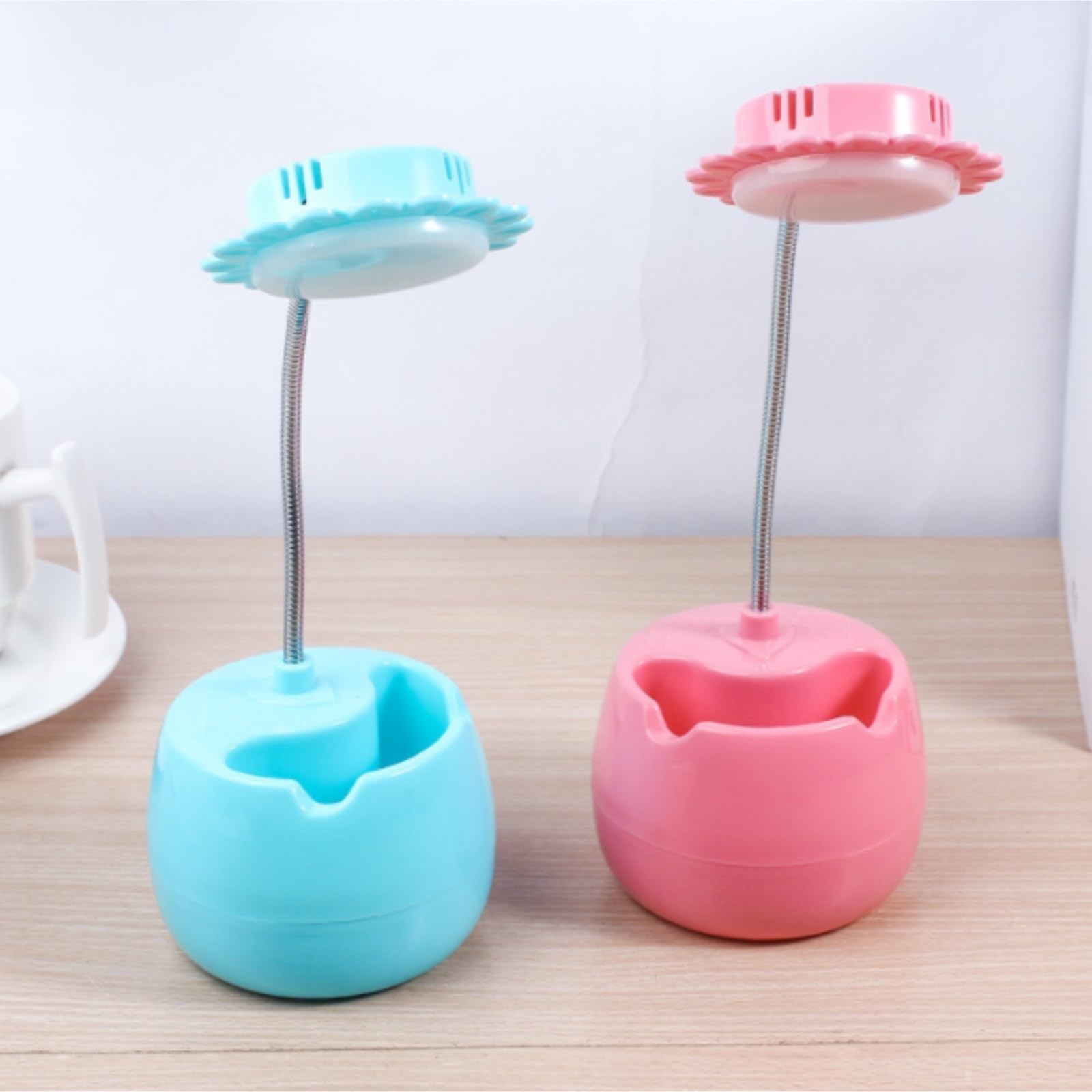 Lampara Escritorio para Oficina Lámpara De Escritorio con Girasol, Carga USB, Protección For Los Ojos, Flexible Moderno Flexo Escritorio(Pink)