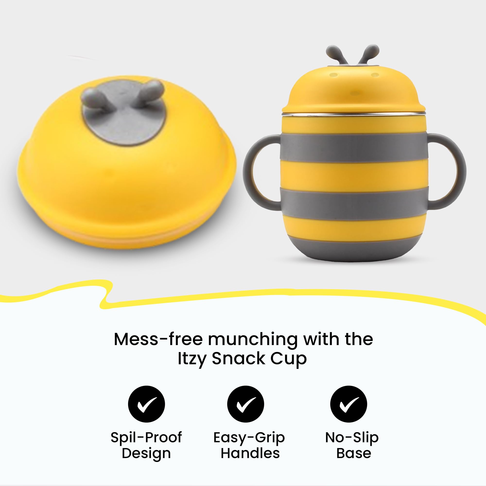 ONE AND ONLY Baby Sippy Cup | Stainless Steel Spill Proof Training Cup & Water Bottle with Handle | Toddler & Kids Milk Sipper Feeding Bottle | BPA-Free Baby Drinking Cup (Yellow) - Image 4 thumbnail