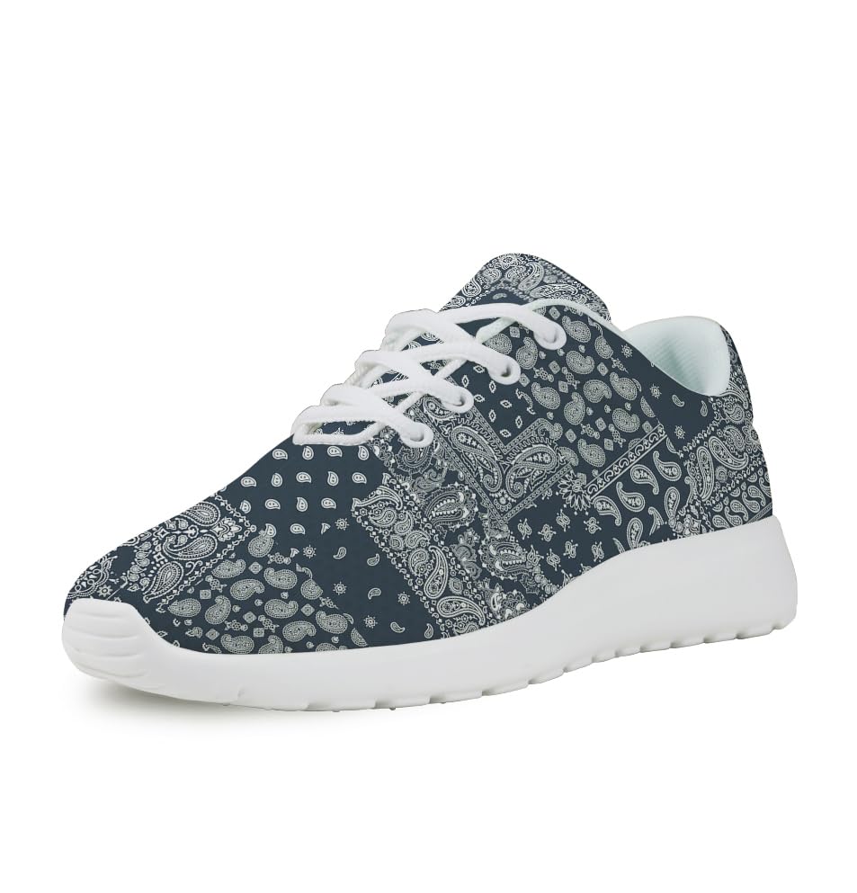 Blue Bandana Kerchief Paisley Shoes for Women Men Trail Running Casual Fashion Sneakers Slip-on Tennis Shoes