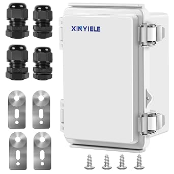 Waterproof Outdoor Project ABS Plastic Junction Box IP67 Weatherproof Dustproof Enclosure with Hinged Cover, Mounting Plate,Wall Brackets for Power Project 5.9"x3.9"x2.8"