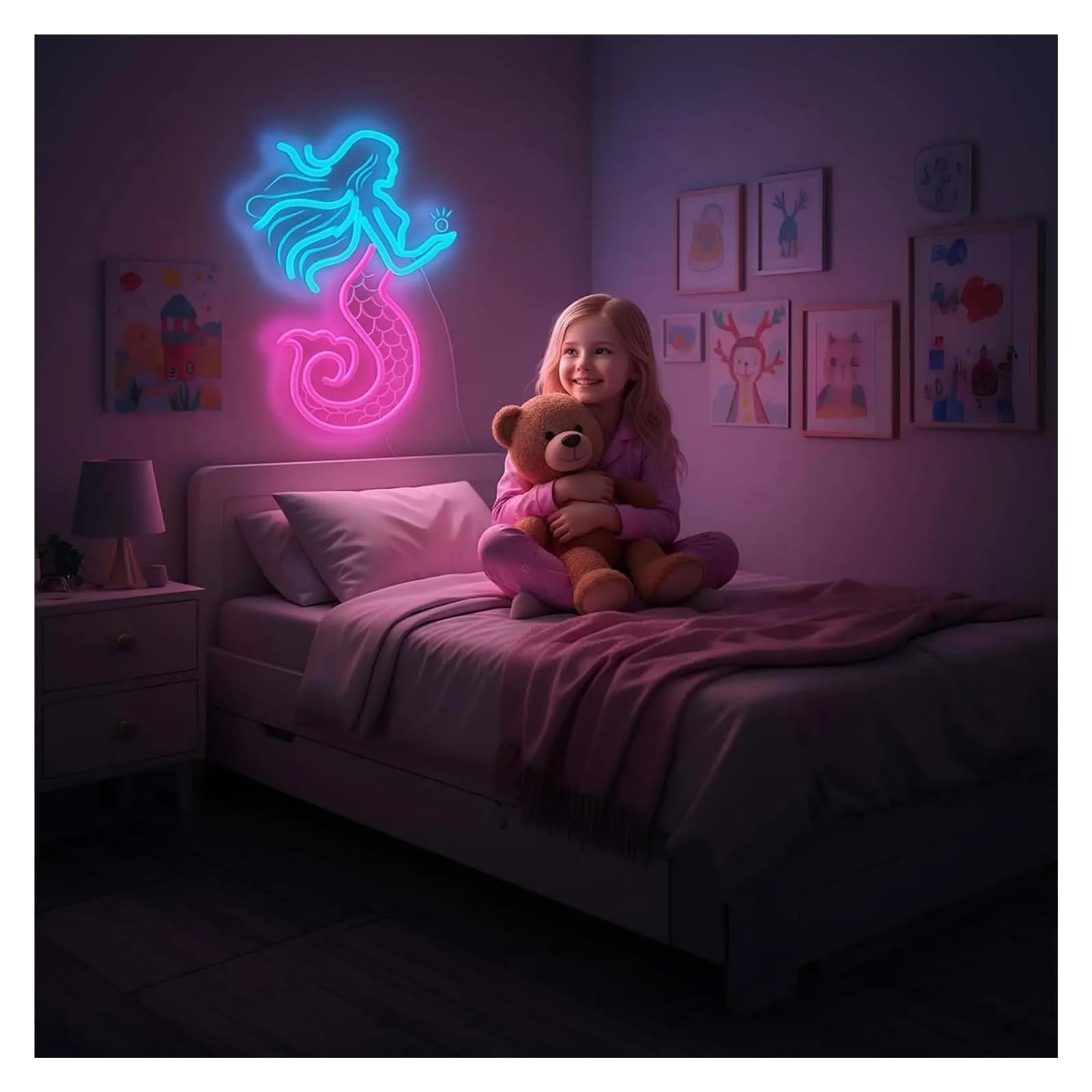 Decoración Lámparas Letrero De Neón De Sirena Con Luz LED Regulable Y Alimentación Por USB Para Dormitorio Sala De Juegos Fiesta Bar Club Decoración De Pared 42.9cmx31.9cm