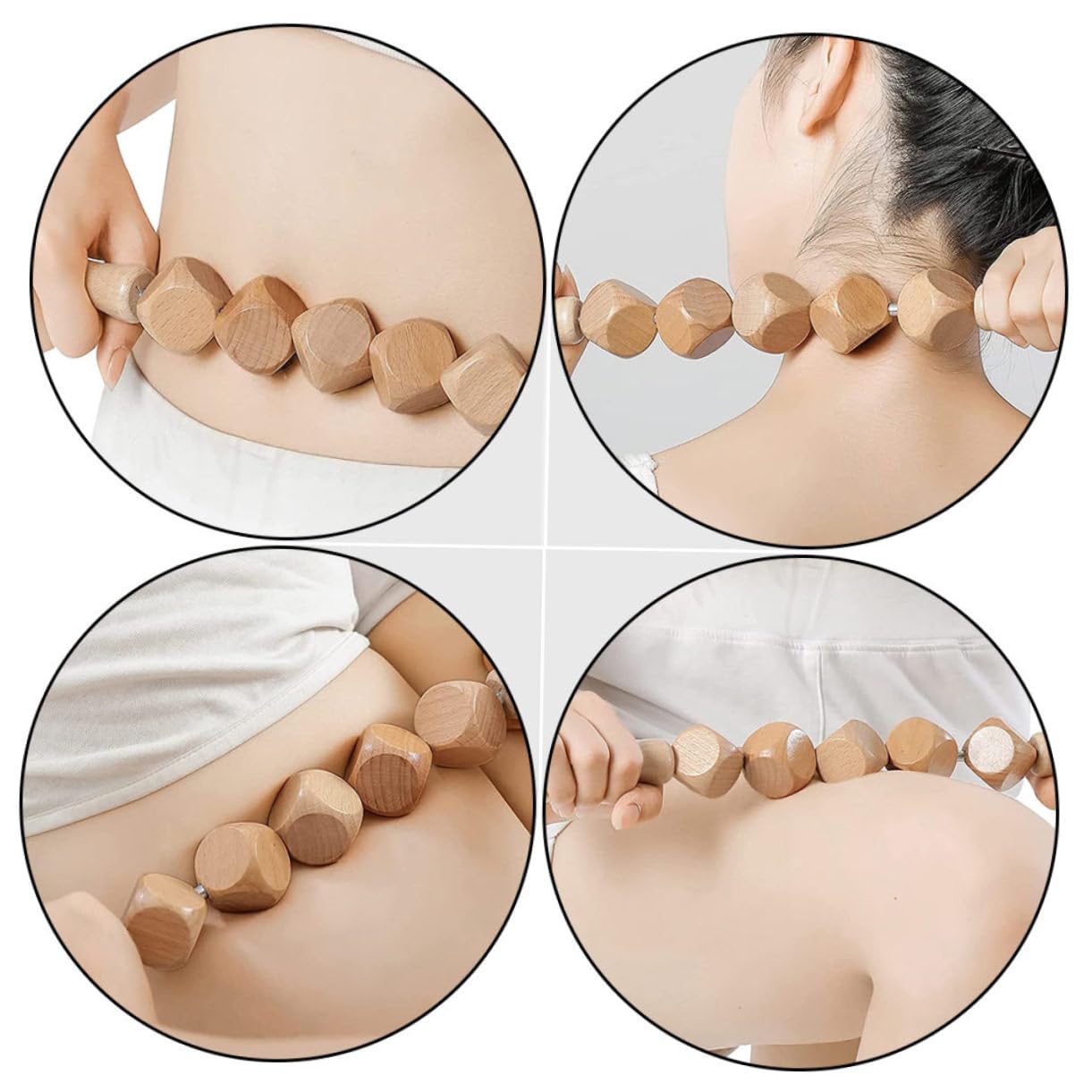 Rodillo Trasero de Madera para Masaje 2 Piezas Uso Doméstico | Masajeadores Abdominales, Herramienta de Masaje Corporal, Pack para Aficionados al Fitness y Personas Mayores
