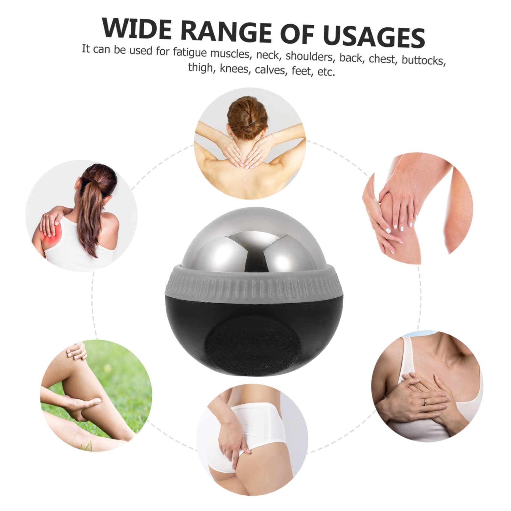 1 Stück Edelstahl Massageball Schwarz mit Aufbewahrungstasche