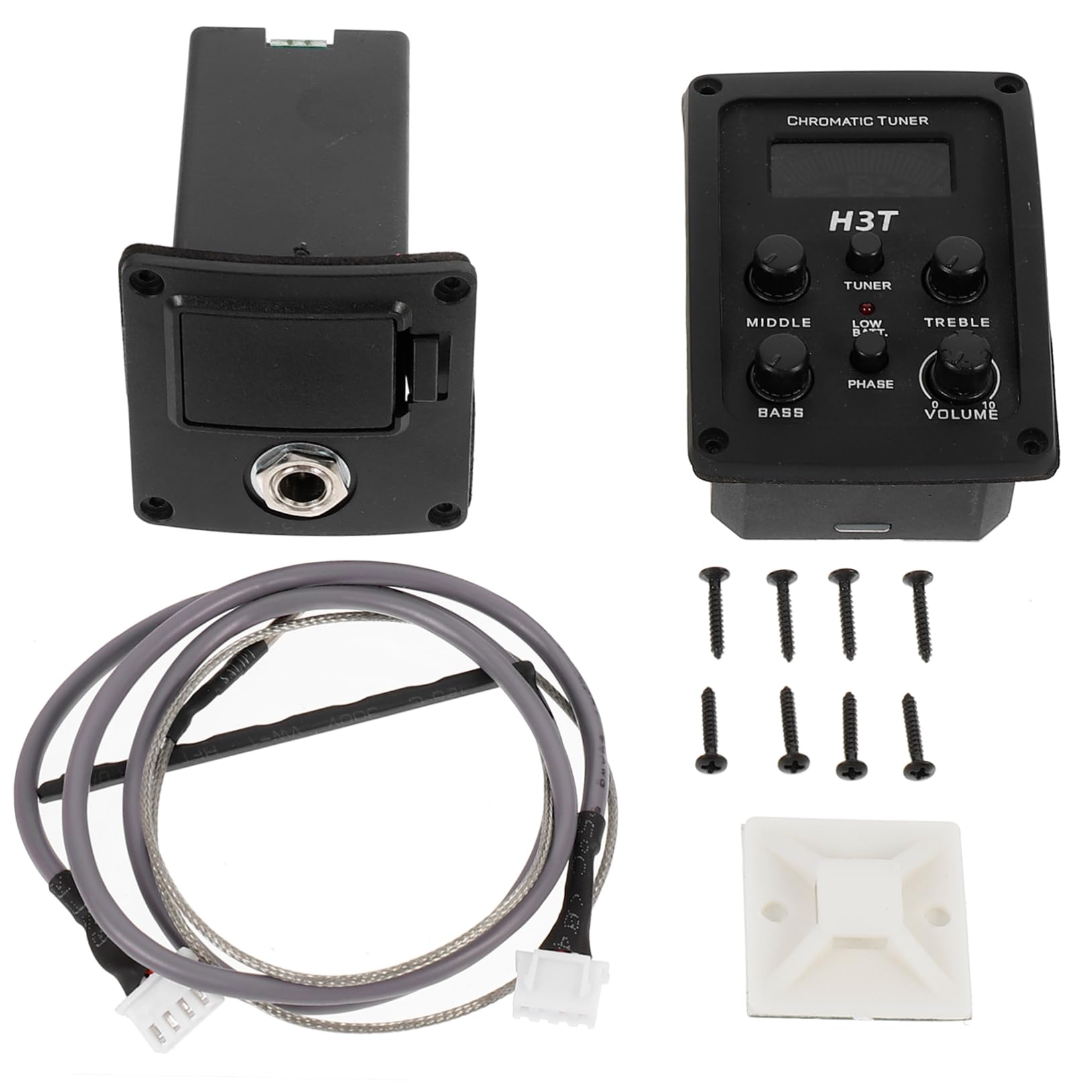 Toyvian 2 sztuki 4 wzmacniaczy gitarowych do mikrofonu basowego, przyssawki, kompensacja, przedwzmacniacz do gitary akustycznej, korektor, ekran wyświetlacza, zbieranie baterii