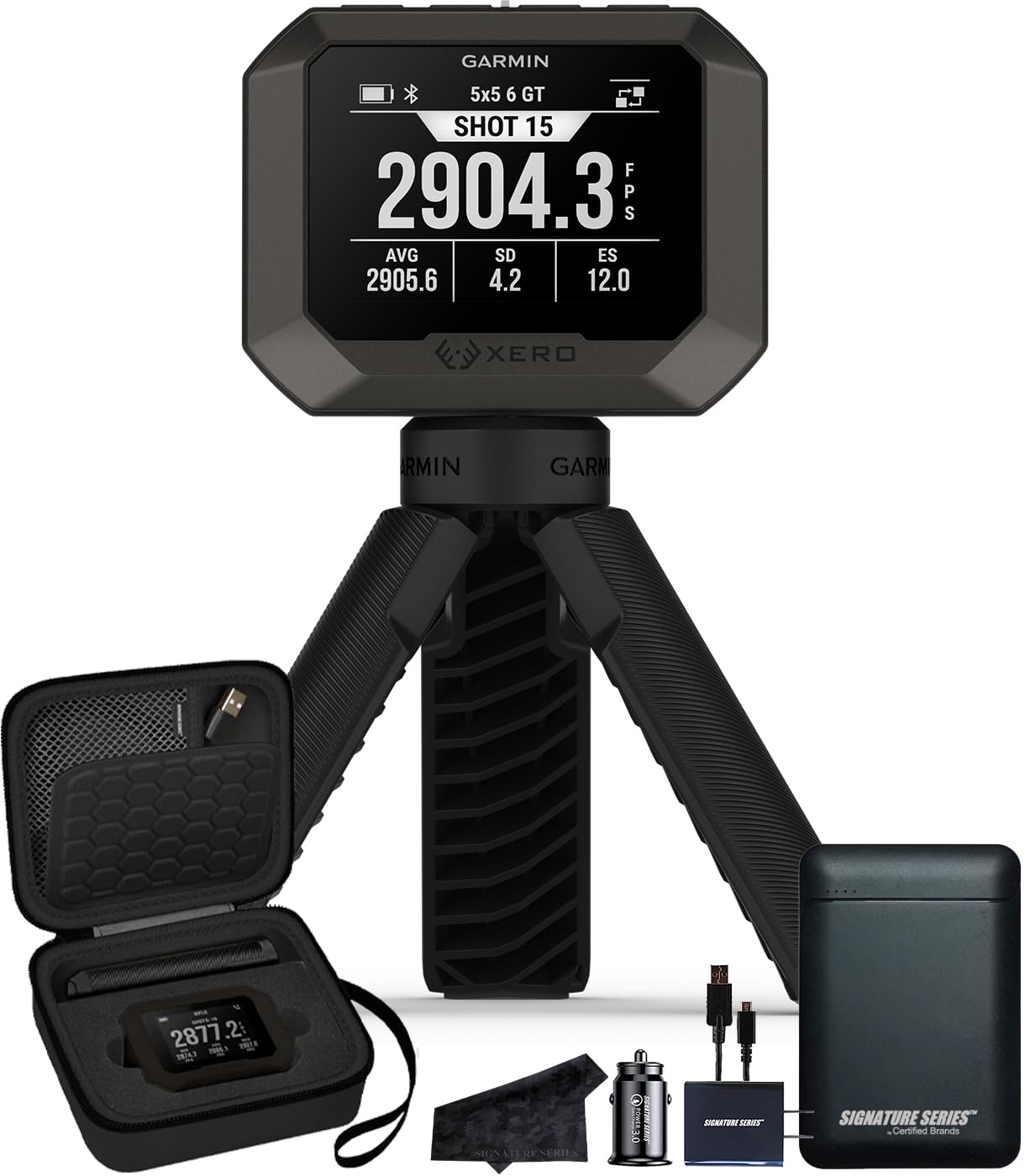 Garmin Xero C2 cronografo balistico | Cronografo compatto e affidabile traccia fino a 10 scatti al secondo, letture istantanee da 100 a 5000 fps con treppiede e custodia serie Siganture