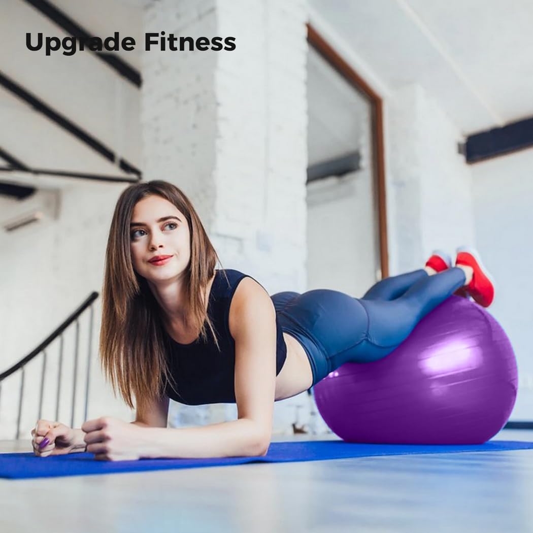 PONDON Set di attrezzature per batteria cardio, palla da 66 cm con pompa e bastoncini da 90,7 g, palla per esercizi aerobici per allenamento, stabilità, pilates, yoga, ginnastica in gravidanza
