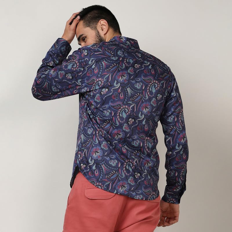 Image of CAHOOT Men's Twisted Crease Shirt for Casual Wear | Spread Collar | Long Sleeve | Button Closure | Shirt Crafted with Comfort Fit for Everyday Wear