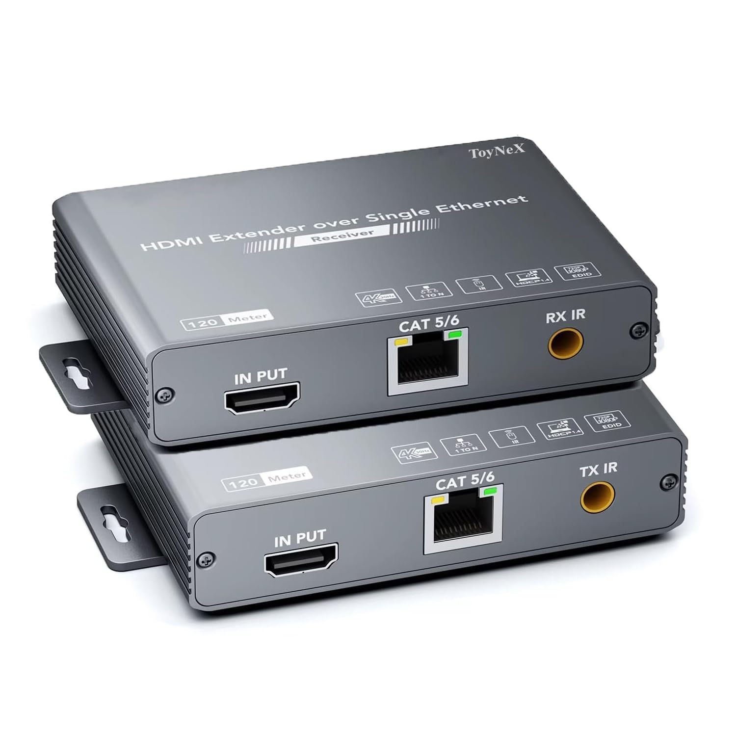 4K HDMI Extender Over Single Cat6 Cat5e Ethernet Cable up to 394ft (120m) 4K@30Hz Balun Kit | Local Loop-Out, IR Remote Control, One-to-Many LAN Extension Adapter, Space Gray-image-38
