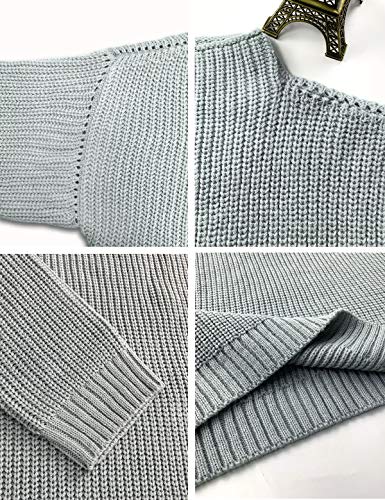 Ugerlov Women's Oversized Sweaters Batwing Sleeve Mock Neck Jumper Tops Chunky Knit Pullover Sweater - Image 5