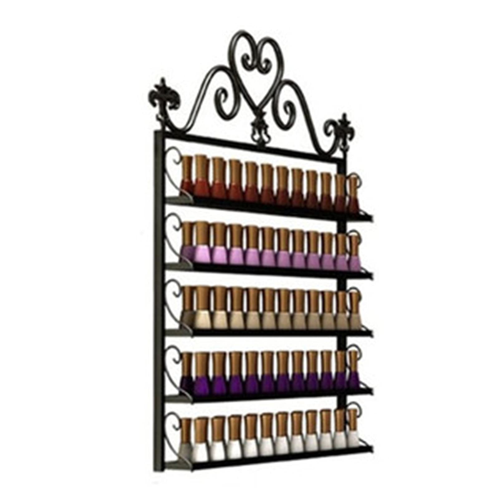 SuDeLLong Nail Polish Shelf Black Metal Nail Polish Wall Rack Organizer Holds 50 Bottles Essential Oils Mountable 5 Tier Organizer Display Rack (Color : Black, Size : 78X7.5X68cm)
