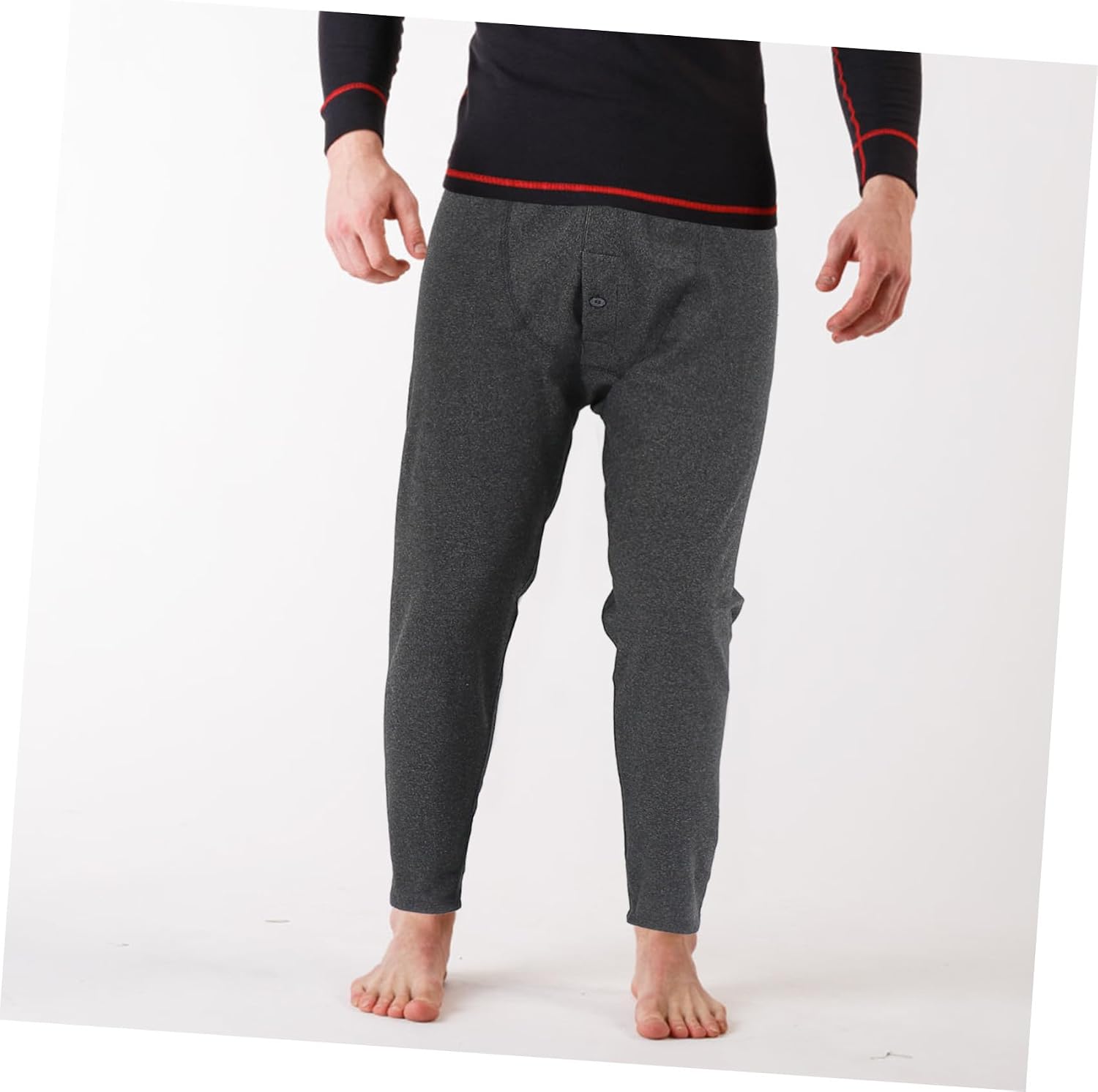 Men’s Thermal Warm Keeping Pants Traceless Fleece-Lined Leggings Black XL for Autumn Winter Cold Weather