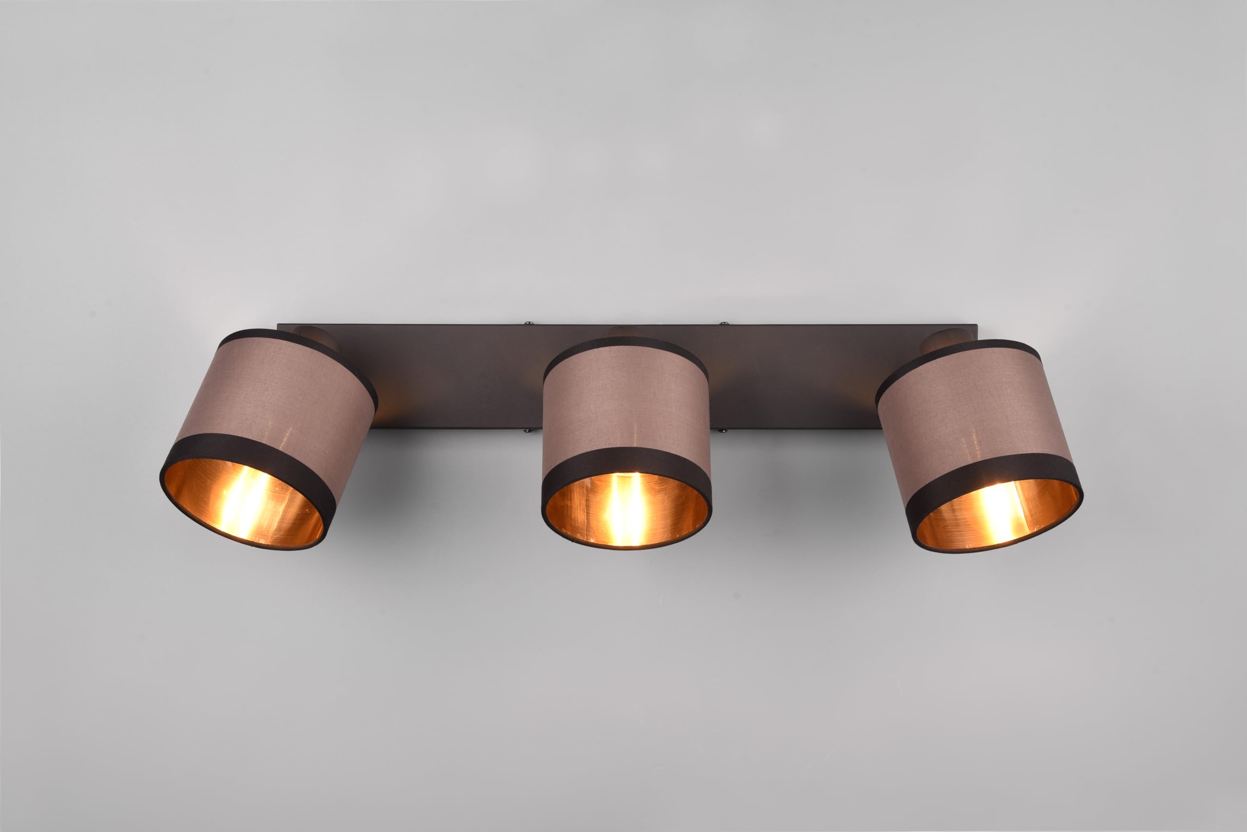 Reality Leuchten Spot bar Davos R81553041, taupe-noir métal chromé tissu gris/blanc, sauf 3x E14