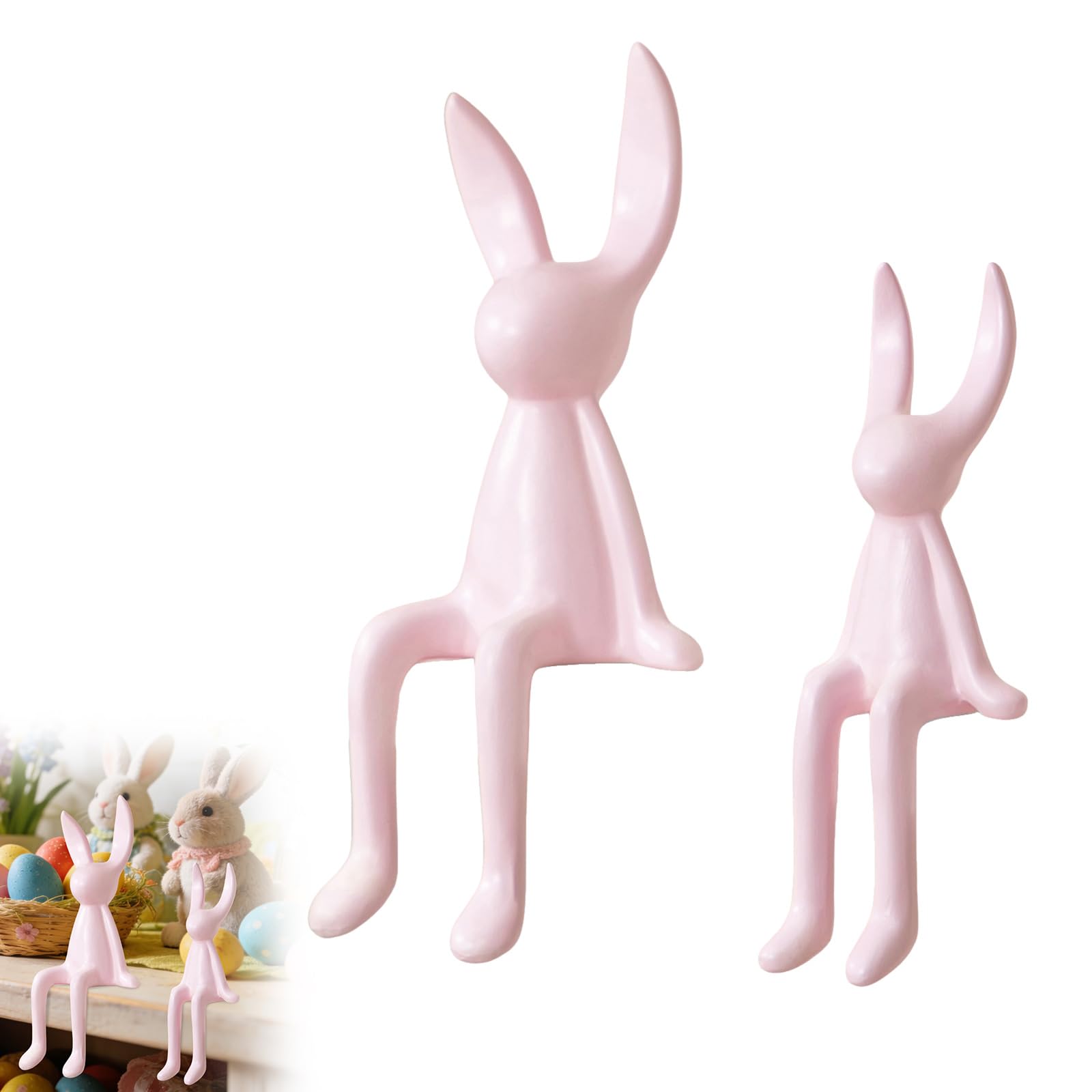 Generisch 4 statuette decorative a forma di coniglietto pasquale, moderne decorazioni pasquali e decorazioni primaverili, per interni, decorazioni da giardino per esterni, feste meteorologiche