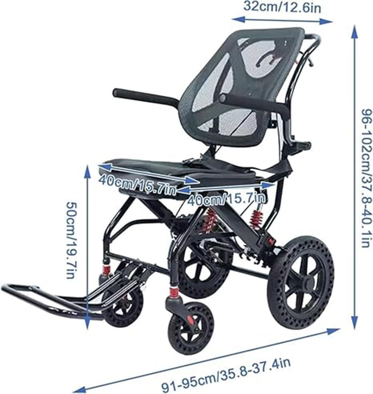 Sillas de Ruedas Silla de Ruedas Plegable Silla de Ruedas de Transporte Ultraligera de Aluminio para Viajes Silla de Ruedas Plegable para el hogar y de Viaje A
