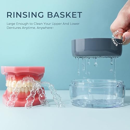 Miniatura 3 de Estuche de dentadura postiza, taza de baño a prueba de fugas, vasos para remojo de dentaduras postizas, retenedores, estuche de almacenamiento de