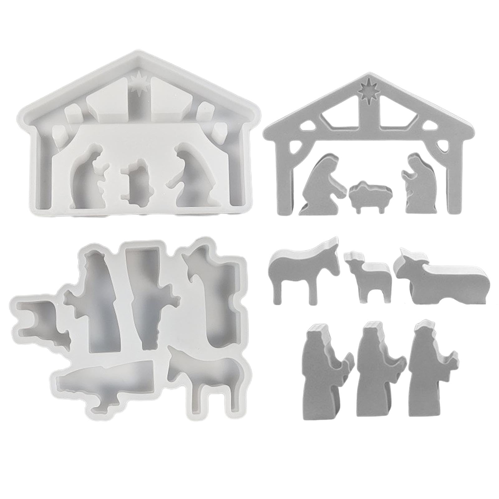 Nativity Scene Mold, Easter Silicone Moulds, Jesus Family Mold, 2 Pieces Silicone Resin Epoxy Mould, Scene Sculpture Mold, Silicone Resin Epoxy Mold for Decorations