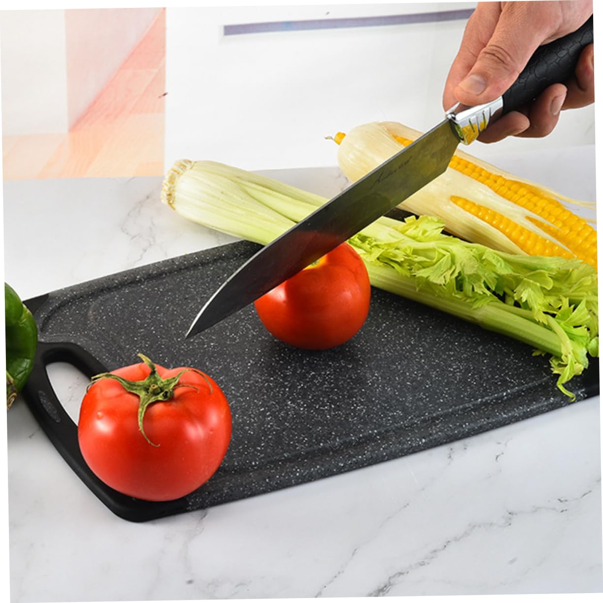 Tagliere Antiscivolo in Plastica Nero 3 Pezzi Spesso
