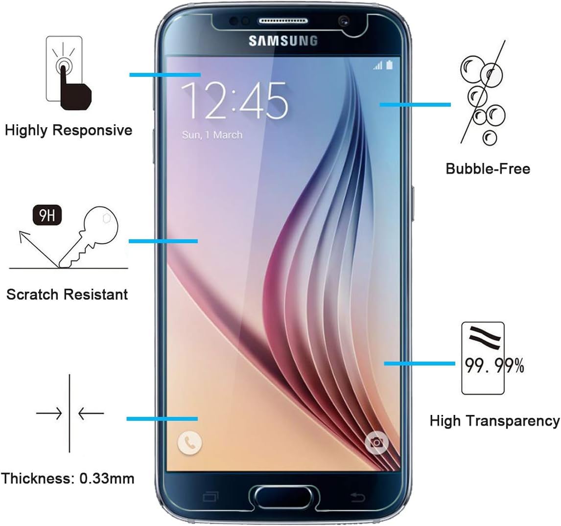 Image secondaire de NEW'C Lot de 3, Verre Trempé pour Samsung Galaxy S6, Film Protection écran sans Bulles d'air Ultra Résistant (0,33mm HD Ultra Tr