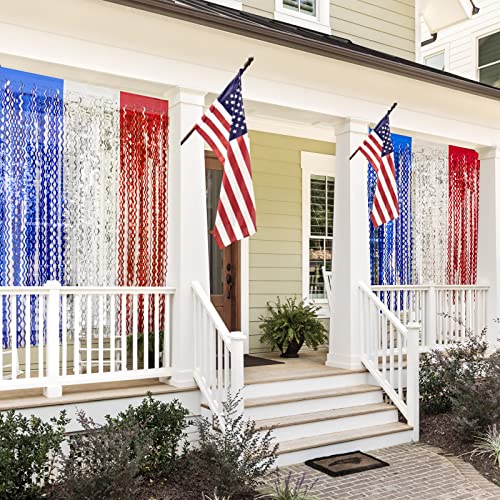 Lolstar 4Th Of July Decorations, 5 Pack Red White Blue Wavy Tinsel Foil Fringe Curtains, 4Th Of July Photo Booth Prop Streamer Backdrop For America Patriotic Party, Memorial Day, Labor Day Decoration #TOP2