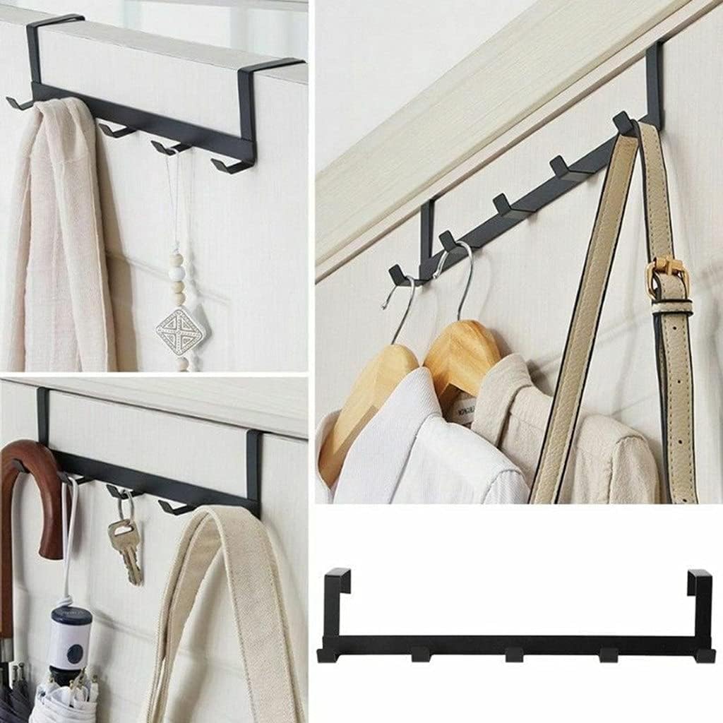 AteEco Sobre la puerta 5 ganchos hogar baño organizador estante ropa abrigo sombrero toalla percha (Color : D)