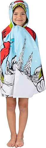 Vista 2 de Grinch by Dr. Seuss Holiday Kids Bath/Pool/Beach Soft Cotton Terry Hooded Towel Wrap, 24 in x 50 in,(Official Dr. Seuss Product) by Franco