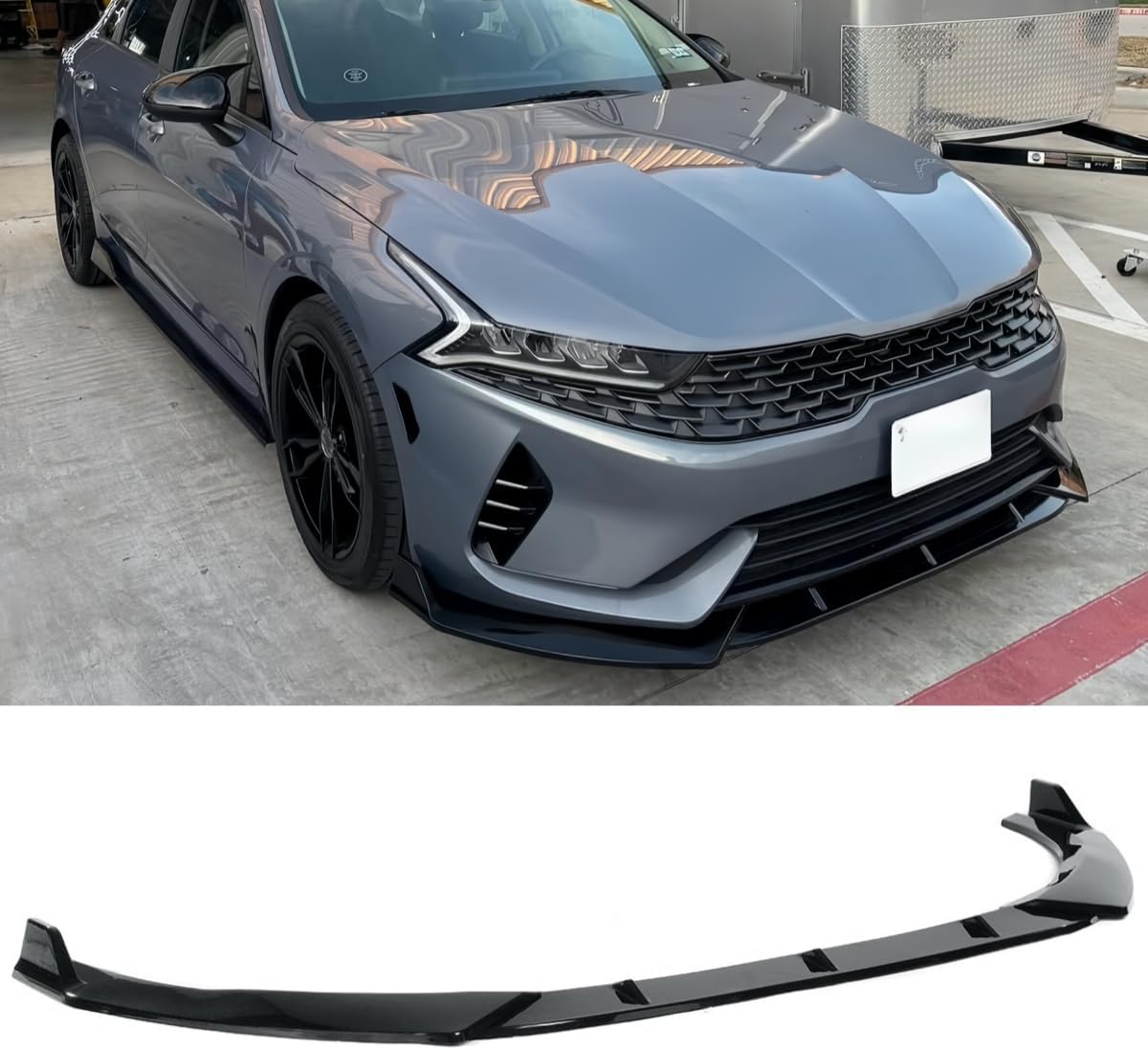 Front Lip Compatible with Kia K5 2021-2026, Front Bumper Air Dam Fits for EX LX LXS GT GT-Line, Chin Splitter Body Kit (Glossy Black)