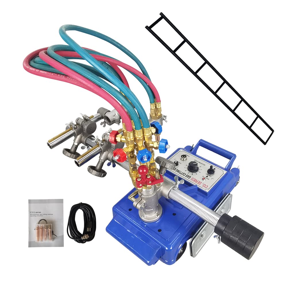WYDDDARY Semi-automatic Double Torch Track Burner 2-29.5inch/min Portable Automatic Straight Line Track Torch Handle Gas Cutting Machine 110V