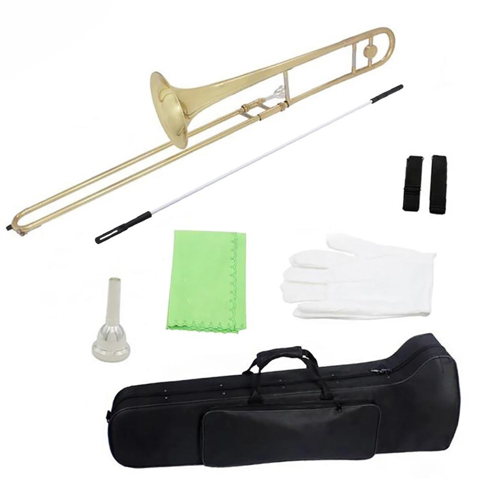 Trombone Professionnel Bb Alto Laqué Or Trombone Plat En Laiton Avec Boîte En Tissu Pièces D'instruments De Musique