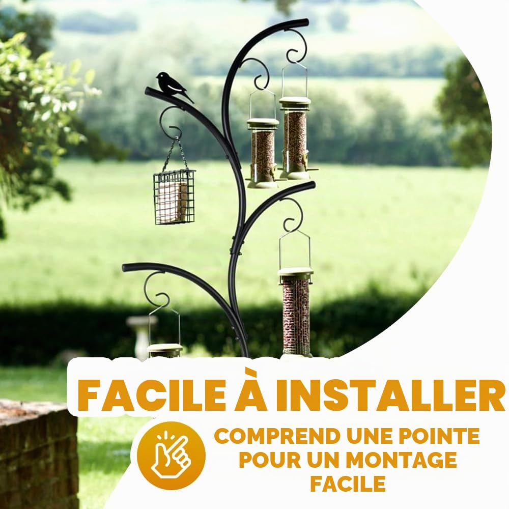 Garden Mile Mangeoire pour oiseaux sauvages, élégante station d'alimentation avec de nombreux crochets et branches pour toutes les mangeoires