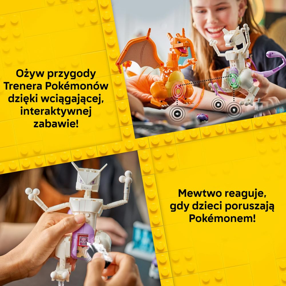LEGO Pokémon SMART Play: Ucieczka z laboratorium Mewtwo 72163 | Interaktywna zabawka z figurką Pokémona z klocków, zestaw kompatybilny, prezent dla dzieci 10+, 1 SMART Tag, 605 elementów