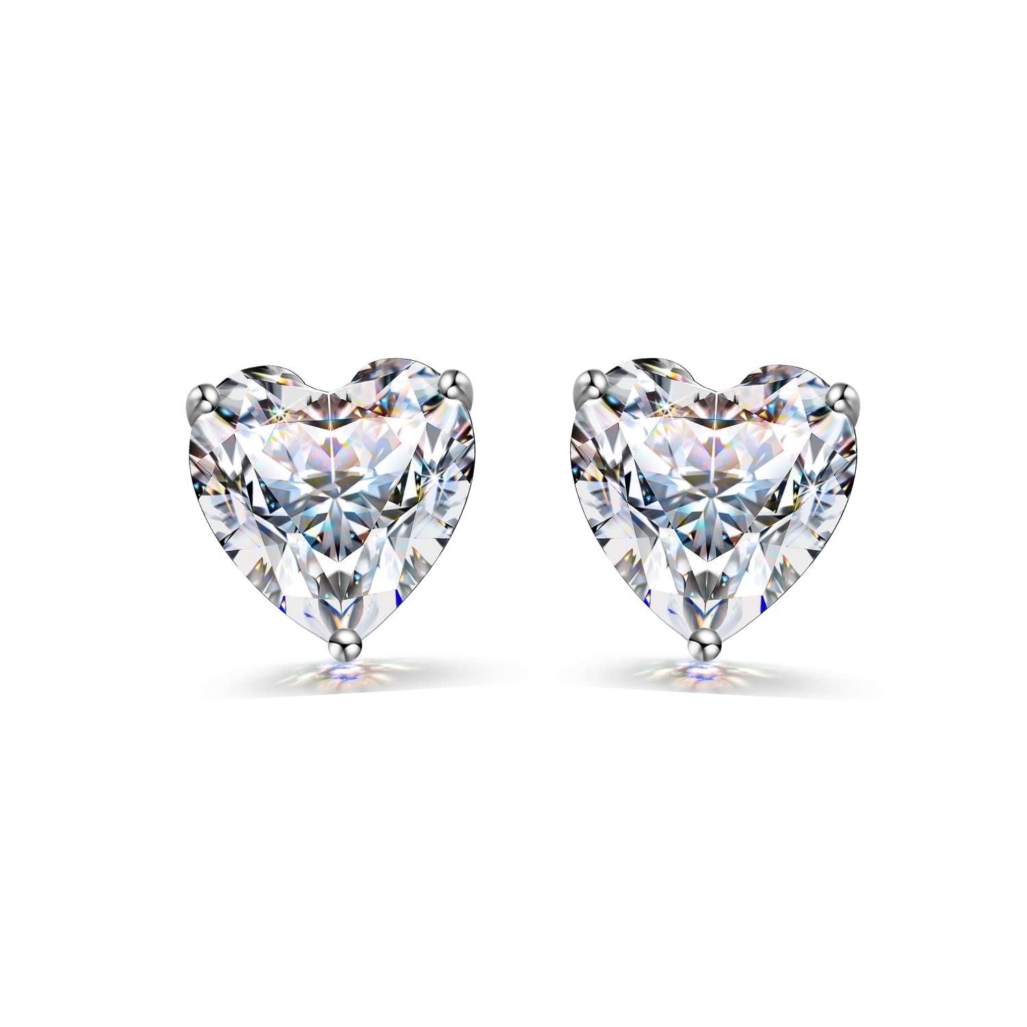 925 Silver Solitaire Heart Earrings for Women | 92.5 Sterling Silver and Diamond like Brilliance Sparkling Zirconia for that Stunning Shine | Lovely Gift