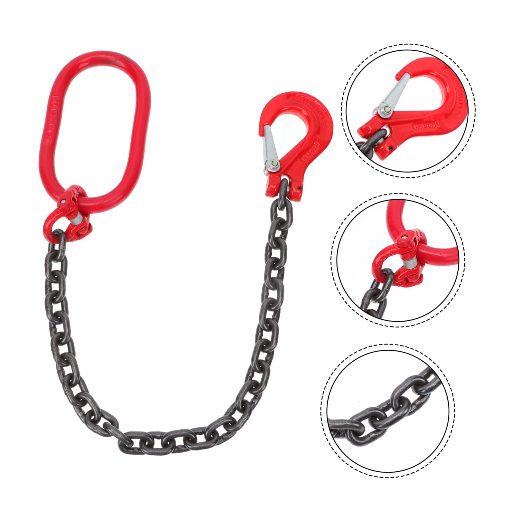 MUCKLILY Sturdy Single Leg Chain Sling with Grab Hook Lifting Chains for Heavy Goods 1 Ton 1.25m Practical Design
