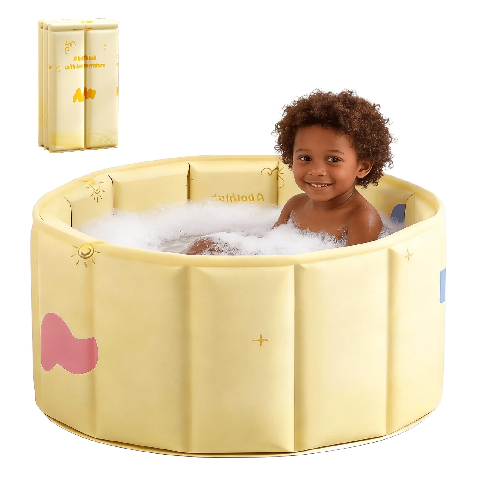 Portable Bathtub for Kids 27.5"x31.5" Collapsible Cold Plunge Bathtub Foldable No Installation Ice Bath Tub for Shower Stall, Bathroom Hot SPA Soaking