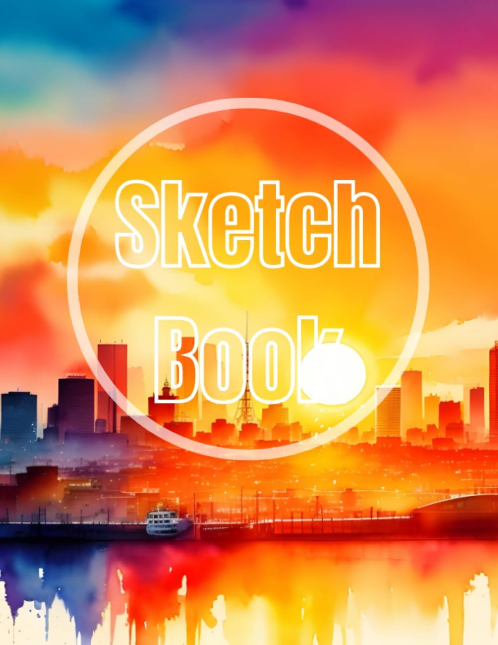 Sketch Book: Premium watercolor sunset & sunrise city view design cover page Sketchbook Blank Paper Pad 8.5" x 11" - sketchbook 120 Pages Blank Paper ... Unlined Journal Soft Cover sketchbooks