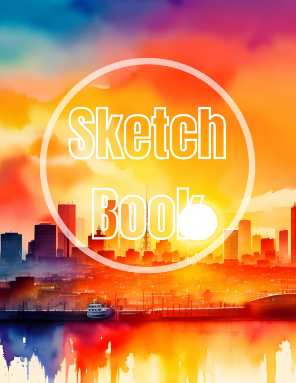 Sketch Book: Premium watercolor sunset & sunrise city view design cover page Sketchbook Blank Paper Pad 8.5" x 11" - sketchbook 120 Pages Blank Paper ... Unlined Journal Soft Cover sketchbooks