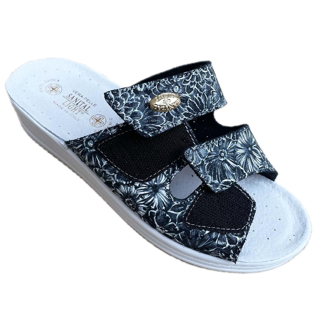 Sanitaire femme double déchirure tige véritable cuir fleurs semelle douce onde résidente silencieuse A573