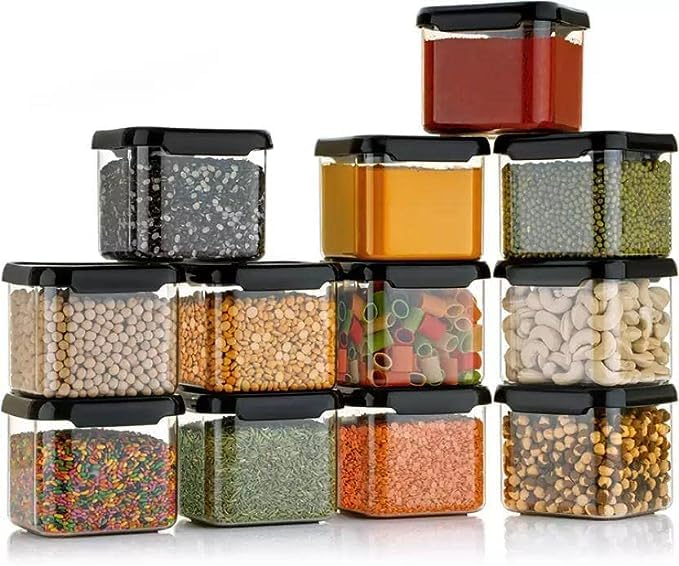 MEELANA Air Tight Container For Kitchen Storage Set, Kitchen Containers Set, Kitchen Accessories Items, Kitchen Organizer Items And Storage (Black 500ml-8) (B0CYXV4K6F) Amazon Price History, Amazon Price Tracker
