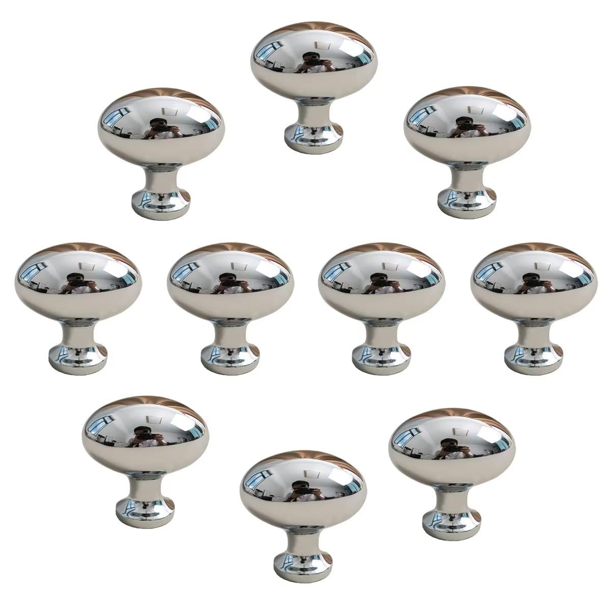 Maniglie per mobili, Confezione da 10, pomelli per mobili cromati lucidati, Maniglie per cassettiere da 35 mm con Viti, pomelli per cassetti in Lega di Zinco per Cucina