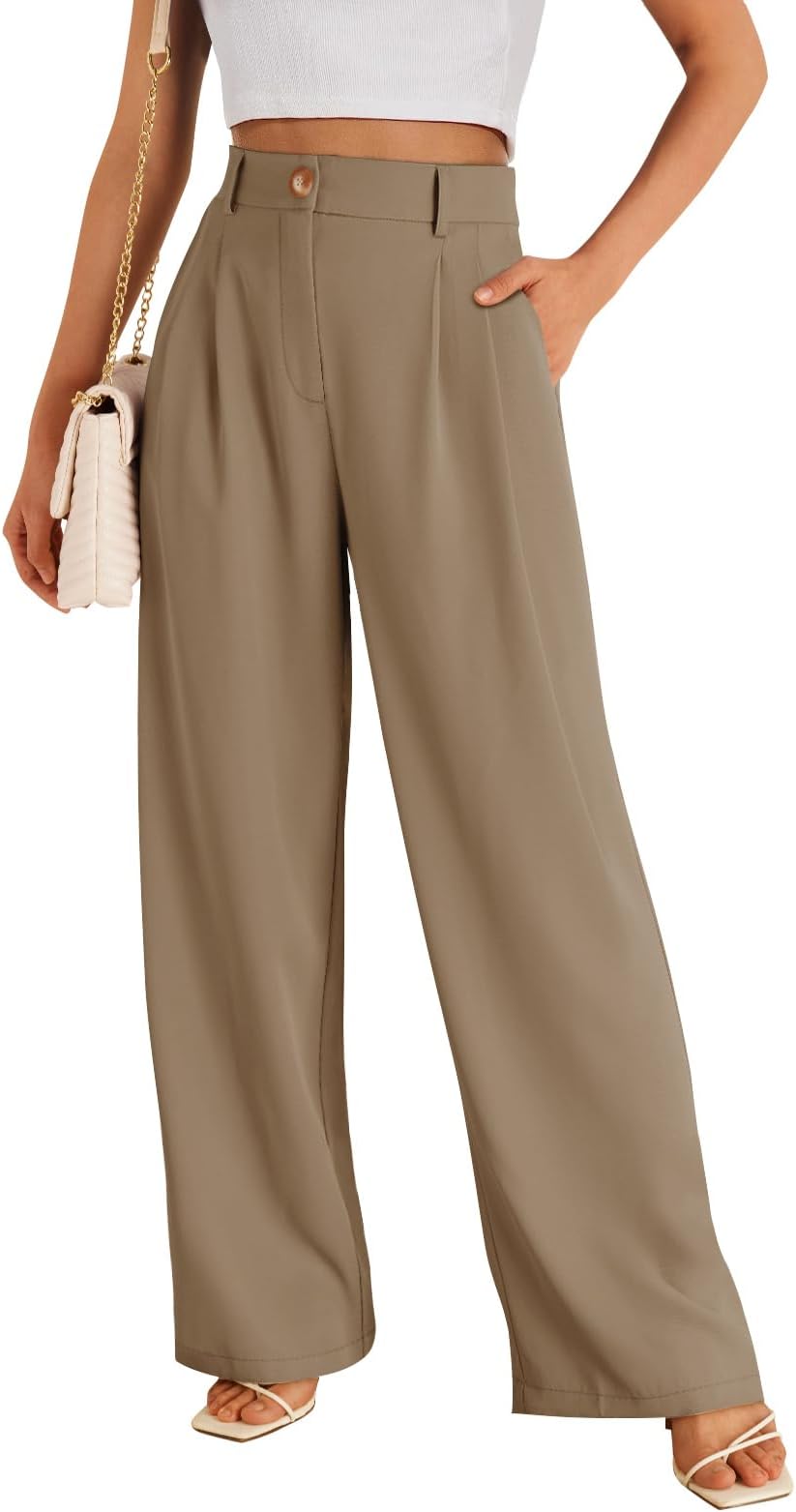 Wide Leg Dress Pants Women's High Waisted Dressy Trousers
