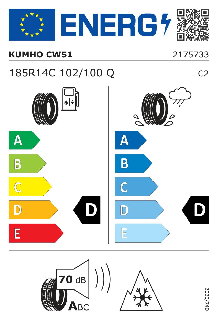 Kumho Winterreifen PORTAN CW51 – 185 R14, Schnee-Tauglichkeit, Ohne Felge