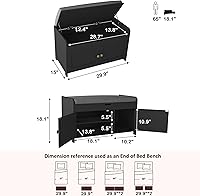 Vista 3 de HOMEFORT Banco para Zapatos de 30" con Almacenamiento de Tapa Elevable, Banco de Entrada con Asiento Acolchado, Banco de Madera para Pie de Cama