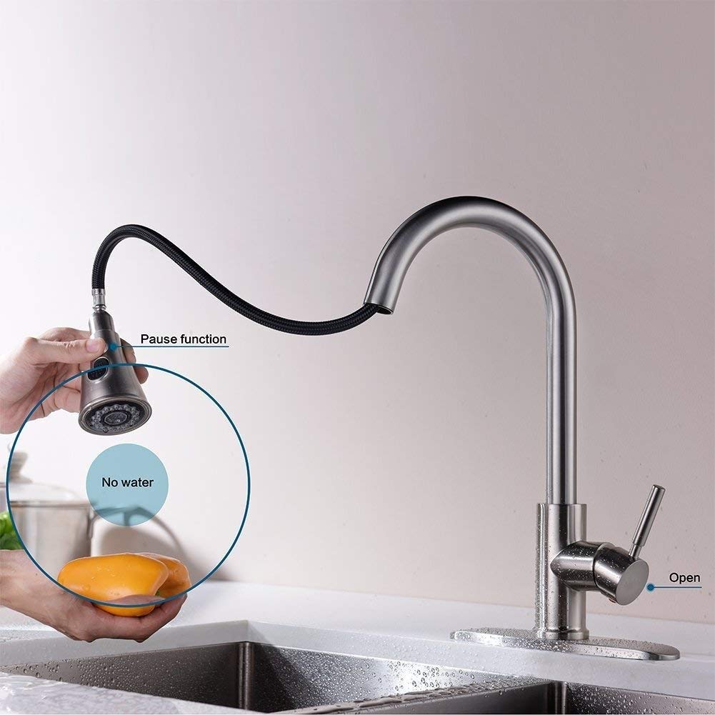 Grifo Cocina Extraible, Giratorio de 360 Grados Grifos Cocina Extensible Manija única Grifos para Fregadero con Control de Agua Fría y Caliente para Ahorro de Agua