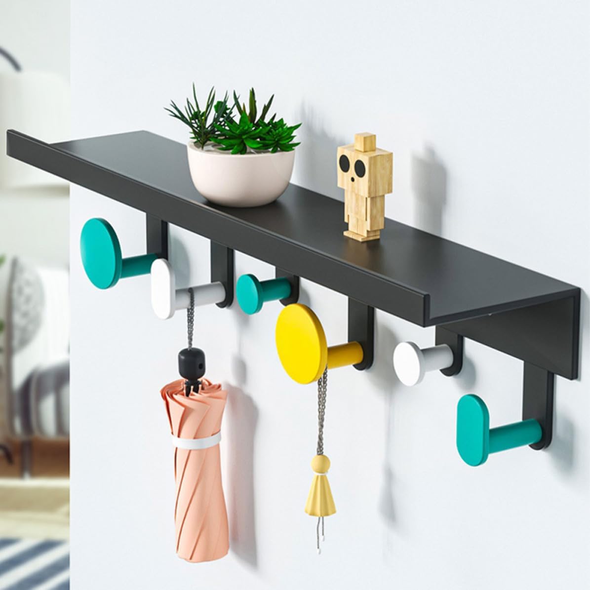 DOITOOL Wall Hook Rack with 6 Hooks for Towel and Key Hanging, Iron Material, Space-Saving Multi-Functional Wall Mounted Organizer with Minimalist and Elegant Design for Entryway or Home